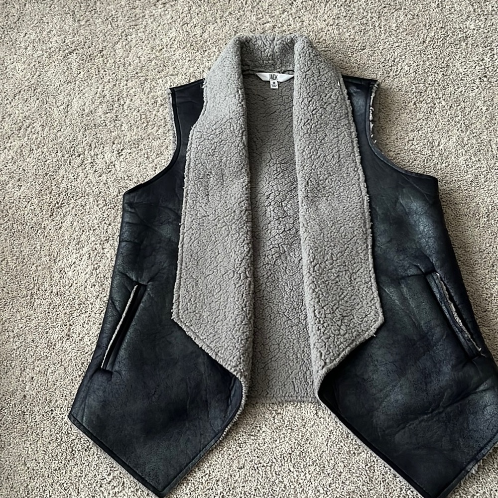 Faux leather vest with plush lining